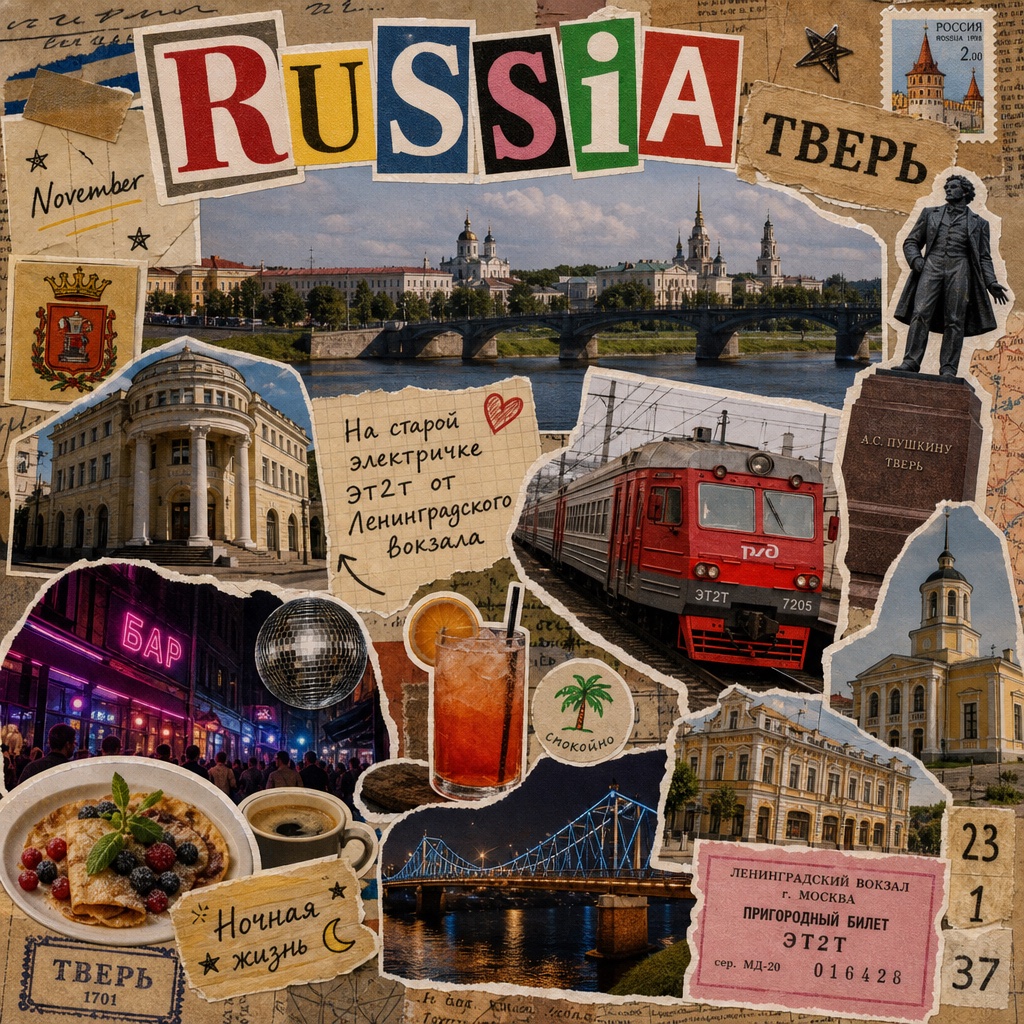 Коллаж путешествия в Россия